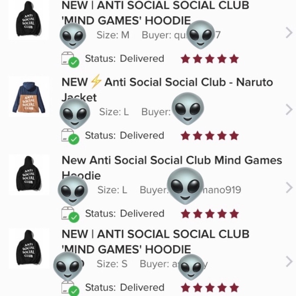 NEW 💫 LAST 1!! | ANTI SOCIAL SOCIAL CLUB MIND GAMES HOODIE - Picture 3 of 4